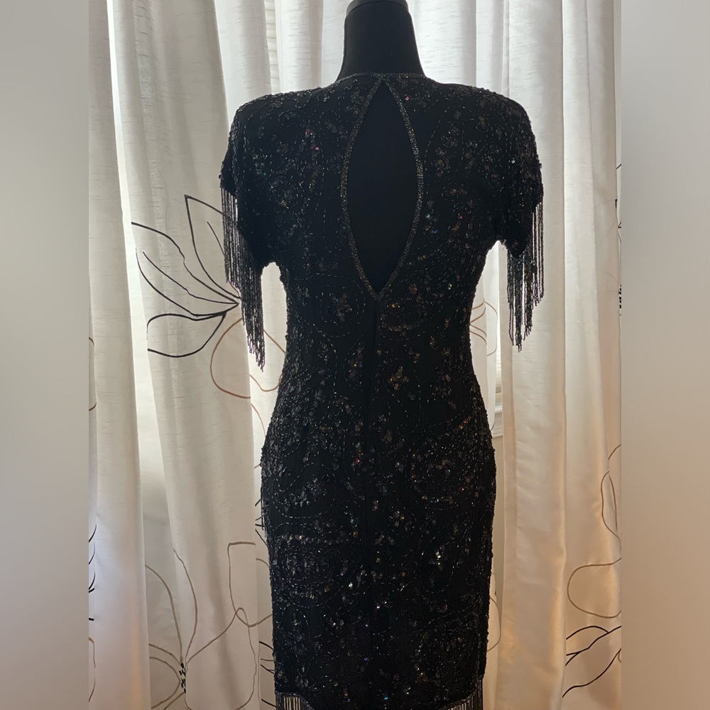 Vintage Cocktail Dress Silk Sequin Beaded - Picture 11 of 15